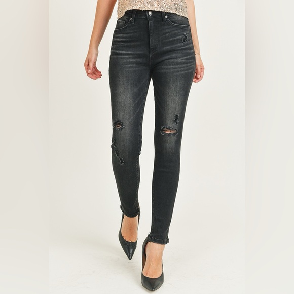 RISEN JEANS HIGH RISE VINTAGE WASHED SKINNY #1054 - Picture 3 of 5